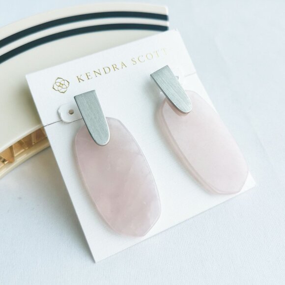 Kendra Scott Aragon Silver Rose Quartz Earrings - Picture 2 of 4